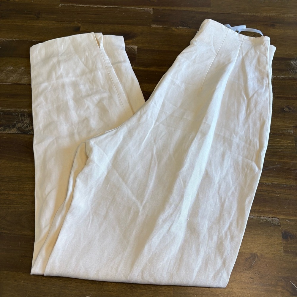 Vintage Designer Trousers Pants Linen Silk Badgley Mischka Cream Dead Stock 6 - Picture 13 of 14
